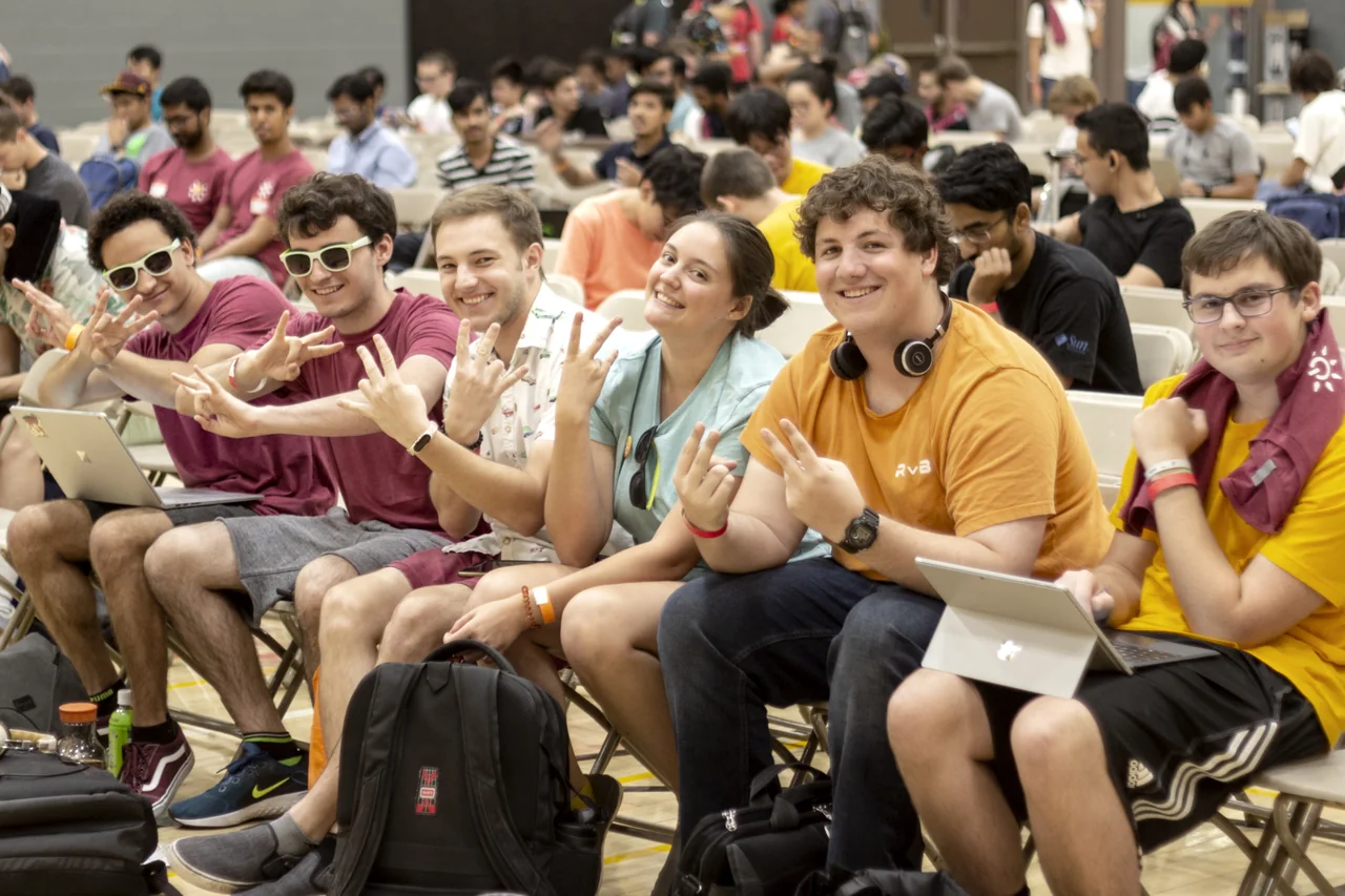 Students celebrating together at the sunhacks opening ceremonies.